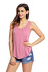 Pink Summer Side Slits Tank Top with Pocket